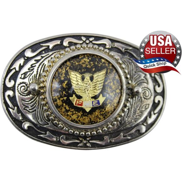 Fraternal Order of Eagles Belt Buckle • Oval Filigreed • Gold Flecks • USA Made - Picture 1 of 7